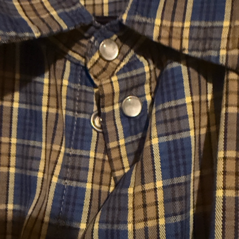 Stussy Blue and Yellow Plaid Casual Button Down Shirt - Picture 2 of 3